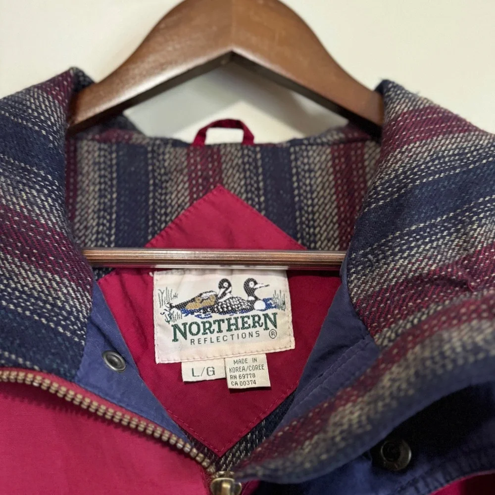 Vintage Northern Reflections 90s Blanket Lined Jacket Sz L Burgundy Lightweight